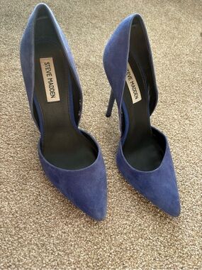 Steve Madden Blue Varcityy Leather Suede Pointed Stiletto Heels Size 9M